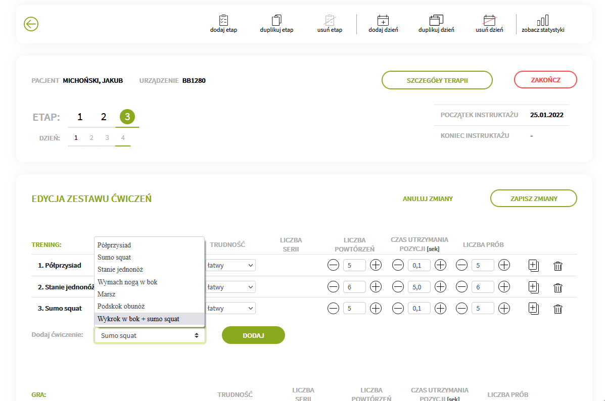 Ustalanie ćwiczeń